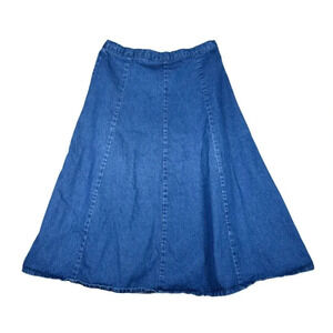 Vtg 90s National Denim Full Flared Midi Skirt Women's Sz 18 Pull On Western